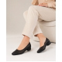 pantofi dama negri din piele naturala perforati cu toc mic gros clp03n